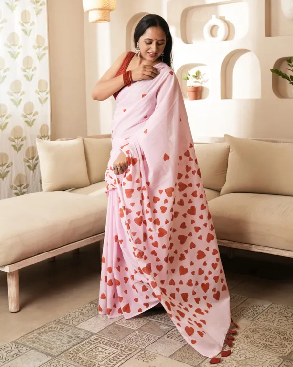 Pink_Cotton_Sweetheart_H_Block_Printed_Mul_Saree_With_Tassels_For_Women